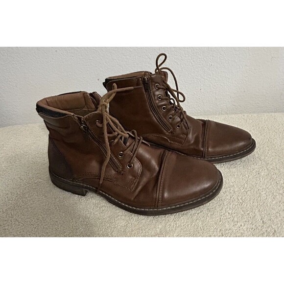 Steve Madden Men\'s Size 10 M-trader Cognac Lace-up and Side Zipper Combat Boots main image 13